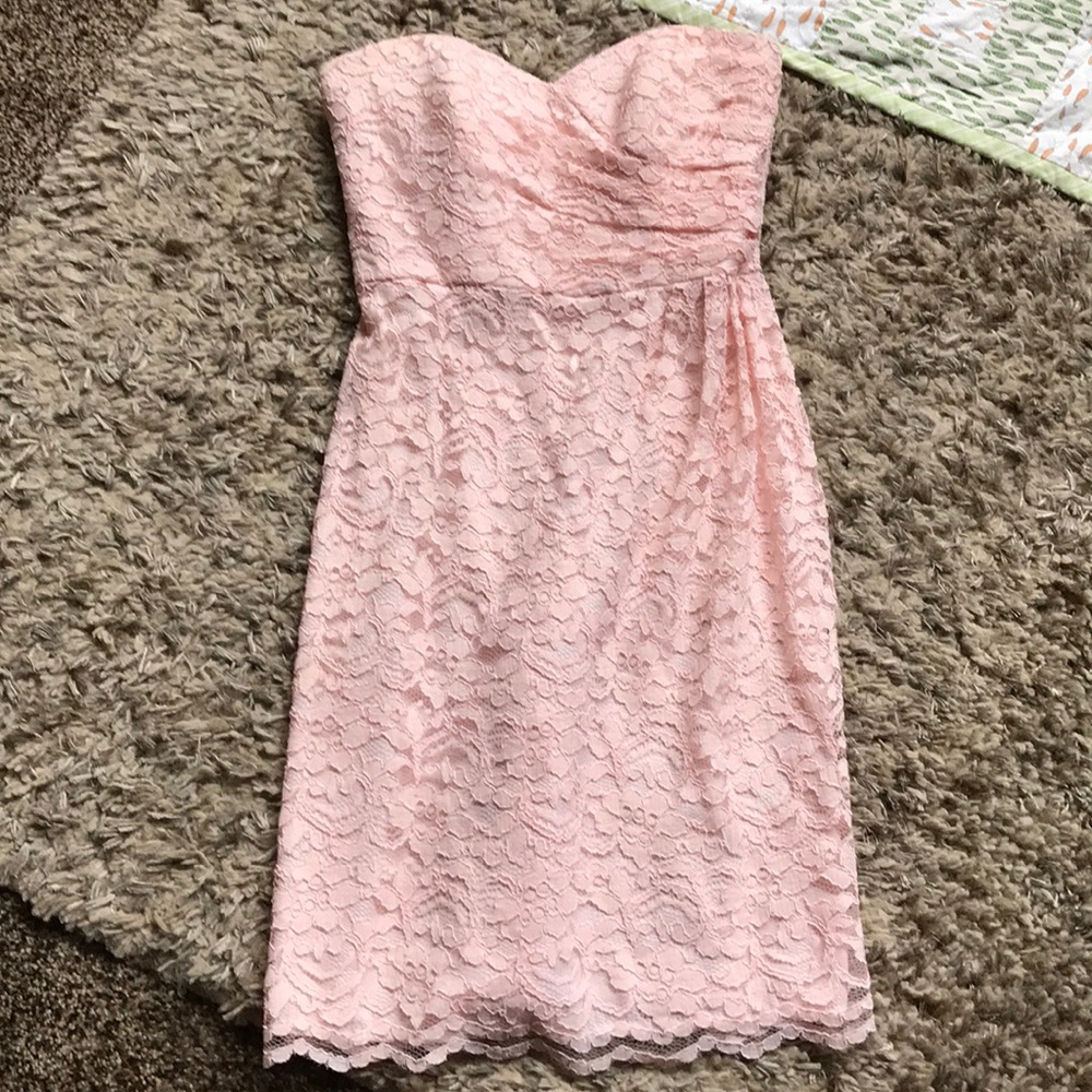Strapless, lace dress
